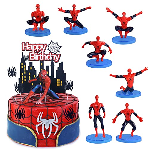 NA Bolo Spiderman, 16 peças Spiderman Cake Topper, figuras Spiderman, decoração para bolos, homem-aranha aniversário decoração bolo Spider para presentes crianças festa de aniversário