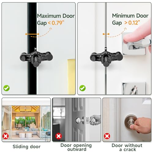 Portable Door Lock, Hotel Door Locks for Travelers Security, Door Stoppers Security, Stainless Steel Security Lockdown Locks for Additional Safety and Privacy for Traveling Hotel Apartment - Image 5