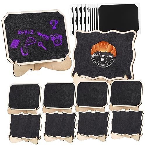 ROMISBABA 1 Juego mini pizarras Tableros de señalización letrero de oficina tablero de la muestra etiqueta de pizarra pintura tiza letreros de pizarra con soporte marcador de mesa Madera