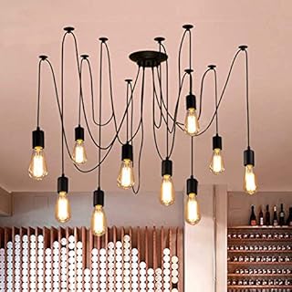 Lrpiyvo Spider Lights Pendant Lighting Ceiling Chandelier, E27 Vintage Ceiling Lights Industrial Light Fitting, 3/5/7/8/10 Heads Chandelier