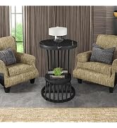 ENIQE STORE Two-Tiered Circular Coffee Table, nightstand, Telephone Table, end Table, Sofa, Side ...