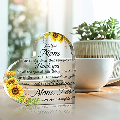 Mom Gift From Daughter Mother In Law Gift Bonus Mom Gift Acrylic Heart Mothers Plaque Gifts Grateful Birthday Gifts For Mom Acrylic Dear Mom Sign Acrylic Heart Sign, 5.91 X 5.91 X 0.55 Inch #TOP1