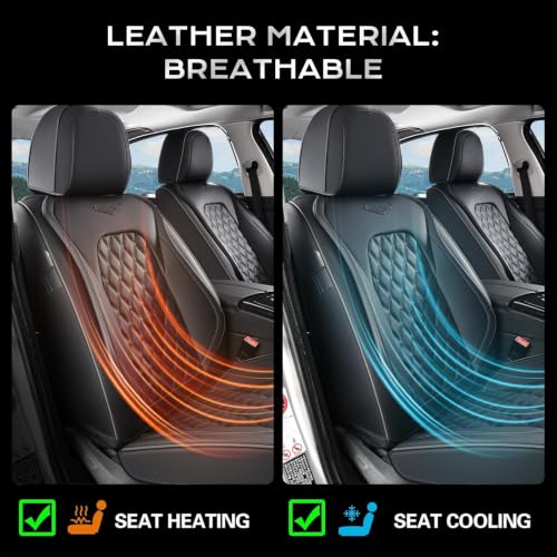 Image of Coverado Rear Seat Covers, Durable Waterproof Faux Leather Rear Protectors for Sedan SUV Truck, Classic Easy-Clean Automotive Interior - Black