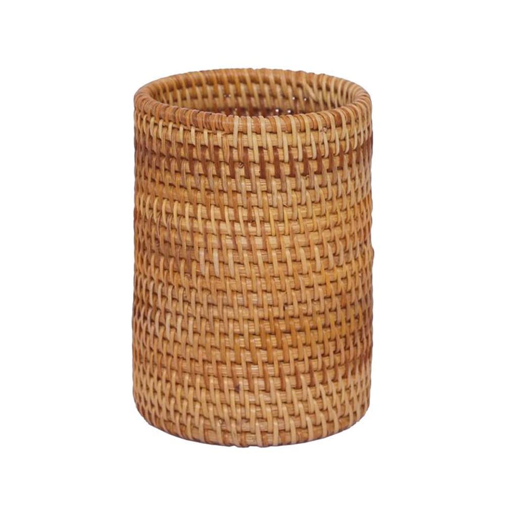 Portapenne fatto a mano in legno intrecciato a mano in vigna rattan contenitore di cancelleria scatola di immagazzinaggio organizer for ufficio, scuola, accessori da scrivania(1code)