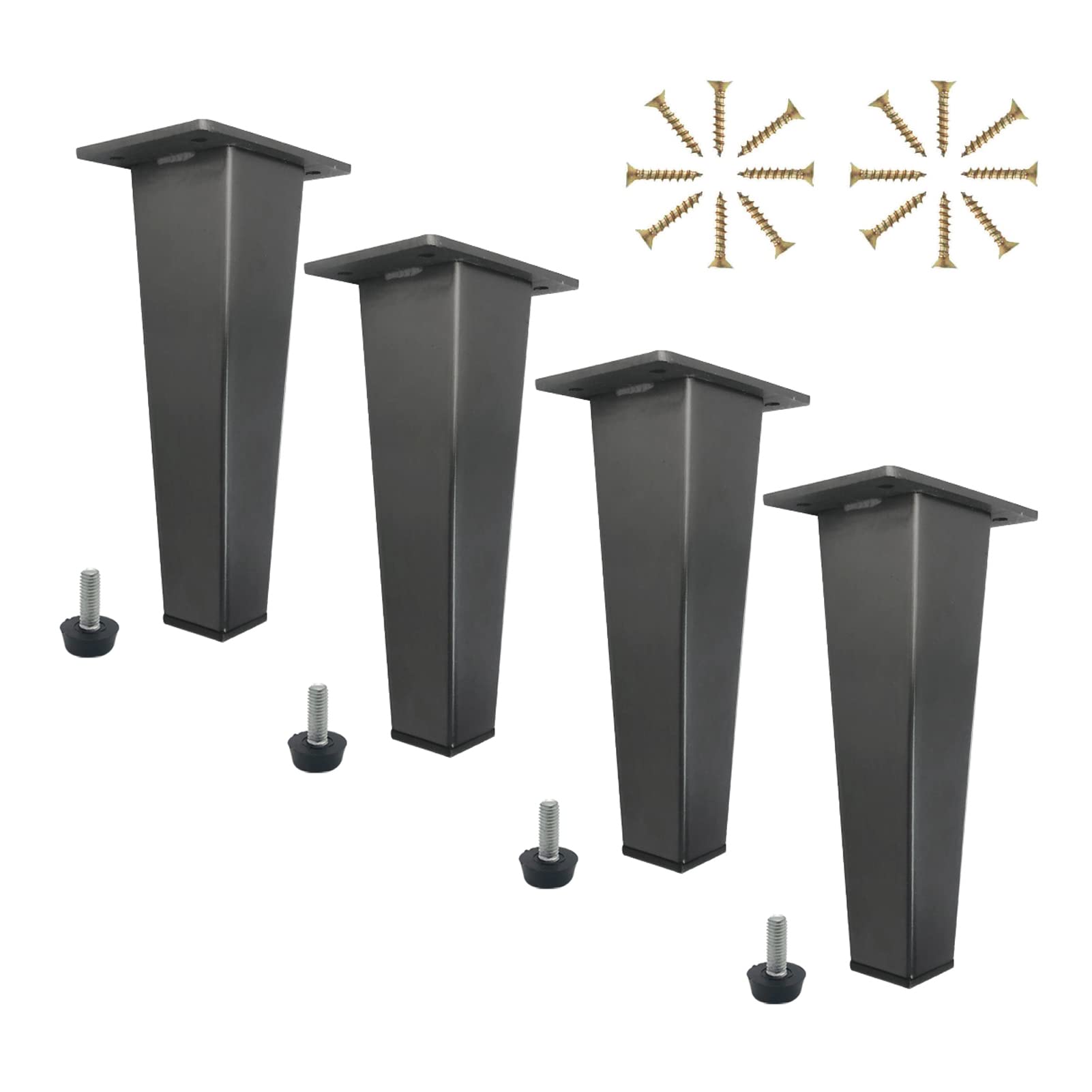 Confezione da 4 Gambe per Mobili in Metallo, Gambe per Mobili in Acciaio Inox Piedini per Tavoli Regolabili Altezza 0-10mm, Perfetti per Cassetti Armadio Comodino Scrivani