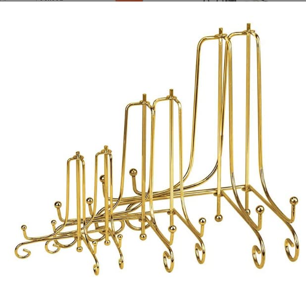 4-Inch Metal Gold Plated Square Kitchen Book Holder/Stand, Wire Mini Easel, Small Photo Stands for Table, Display for Picture Frames, Plaques, & Plates