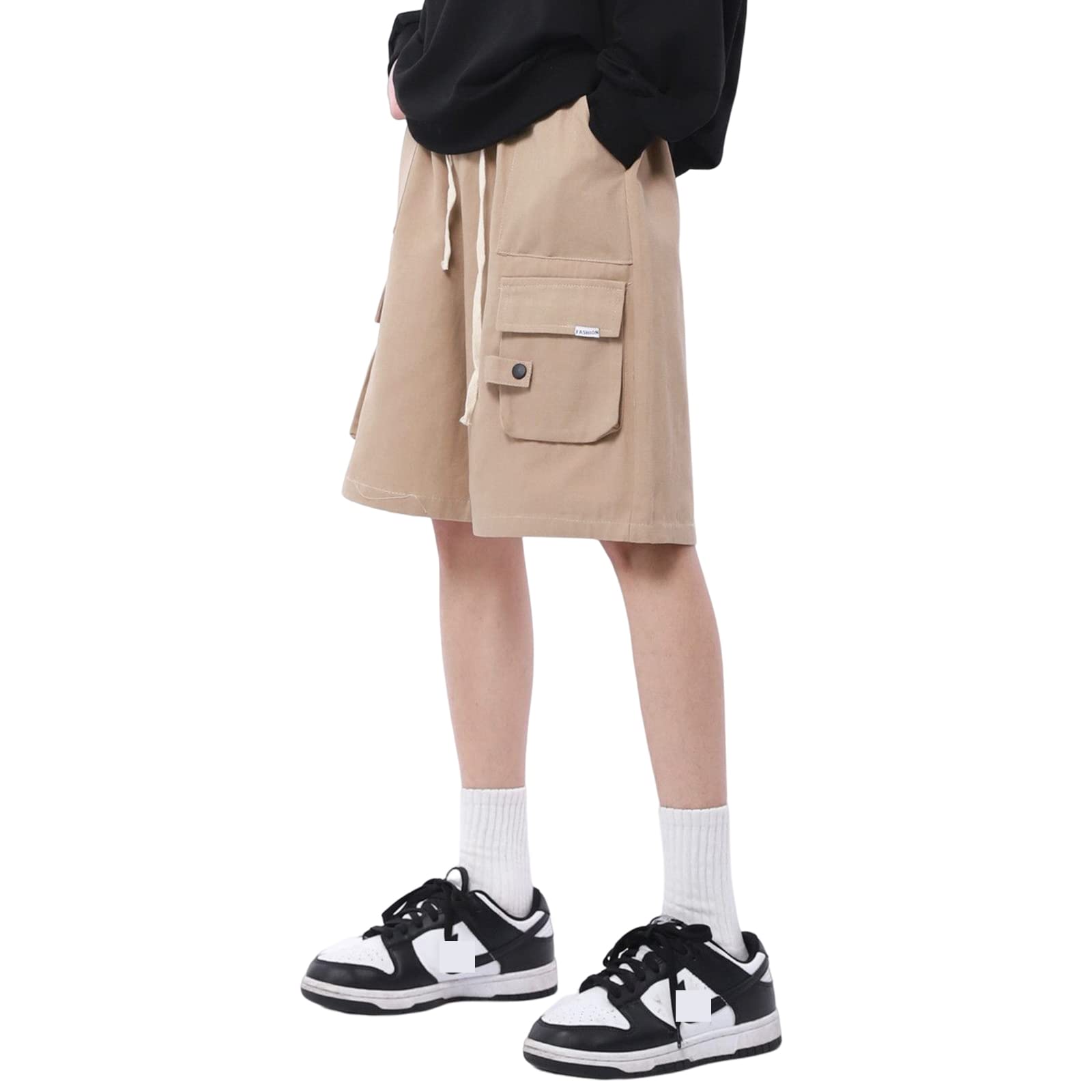 Hewlshawn Damskie szorty na lato, elastyczna talia, bermudy, bojówki, krótkie, luźne spodnie do biegania, wędrówek, aktywności na świeżym powietrzu, streetwear