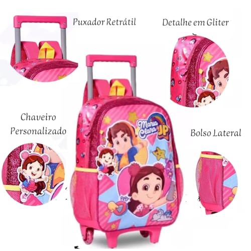 Kit Maria Clara e JP Mochila Rodinhas + Lancheira + Estojo
