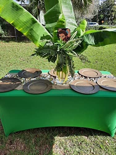 Image of FORLIFE 6Pack Spandex Table Covers 6ft,Fitted Tablecloth for 6ft Rectangular Tables, Stretch Patio Table Covers, Universal Spandex Table Cover for Wedding, Banquet, Party - Emerald