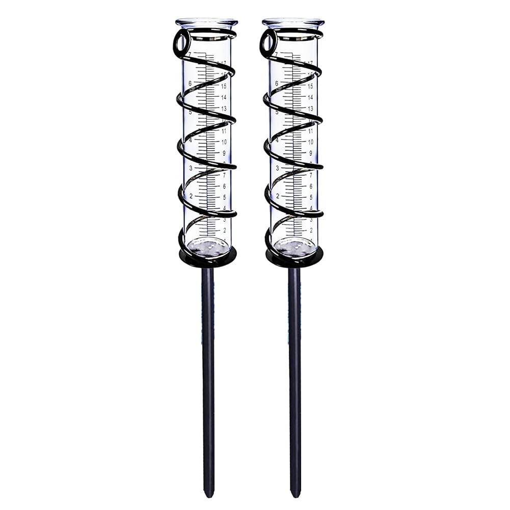 Jnchdghwa Rain Gauge Outdoor, 2pcs Best Rated Rain Gauges for Yard with Stake, Decorative Garden Rain Water Meter