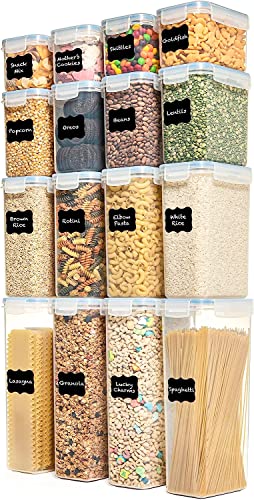 Large Set Of 32 Pc Airtight Food Storage Containers - Plastic Kitchen & Pantry Organization Canisters - Bpa Free - Interchangeable Lids Ideal For Spaghetti, Flour, Rice & Sugar - Amsha Kitchen #TOP7