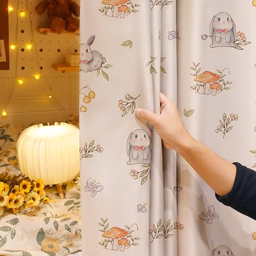Image of Cute Bottom Bunk Bed Curtain Student Dormitory Blackout Cloth Mosquito Nets Bedding Tent Bed Canopy Single Sleeper, Rabbit