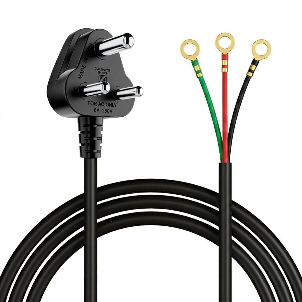 3 Meter Heavy Duty Power Cable Wire with 3-Pin 6A Plug | 100% Pure Copper Replacement Extension Cord for Iron Press & Appliances – Black-image-38