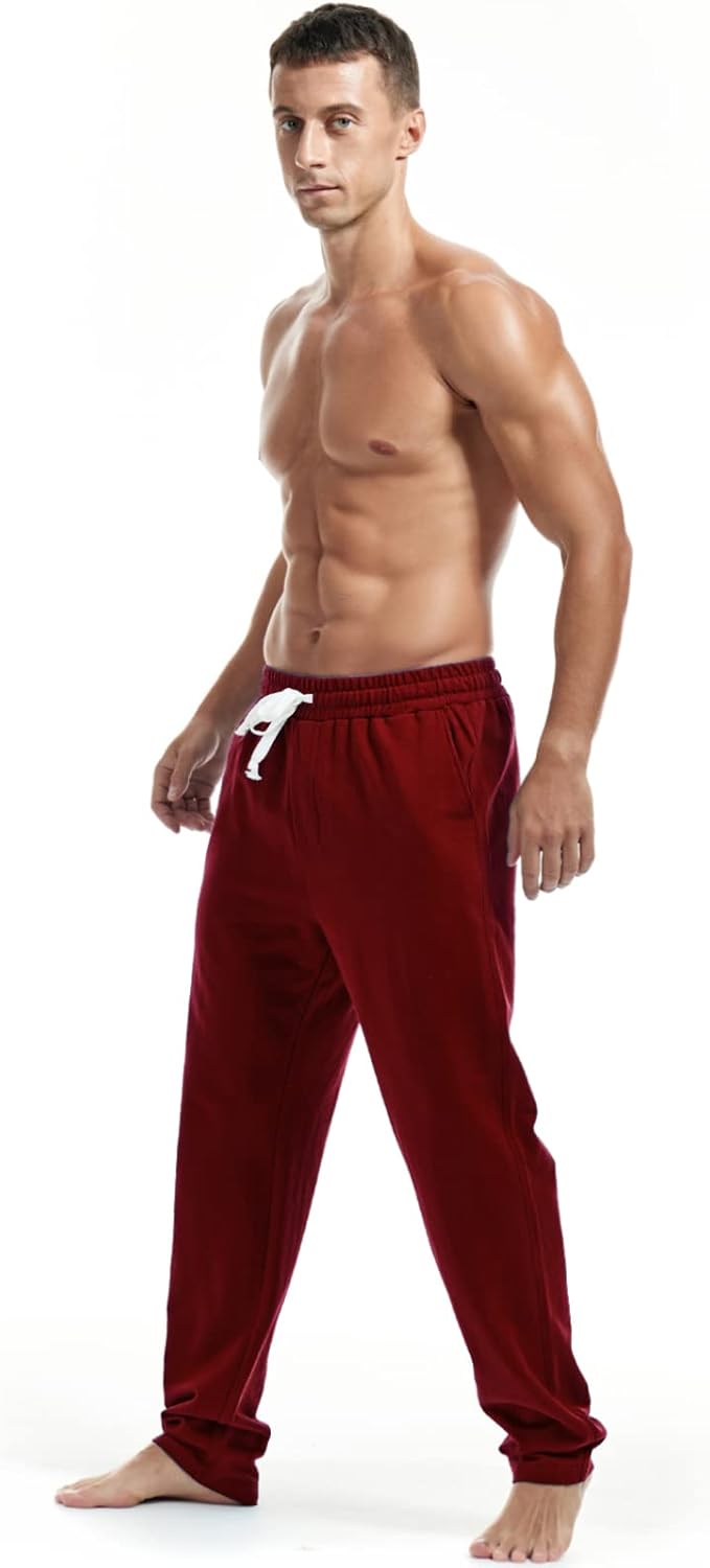 AMY COULEE Mens Cotton Athletic Pants Open Bottom Running Sweatpants Straight Leg Casual Joggers with Pockets - Image 2