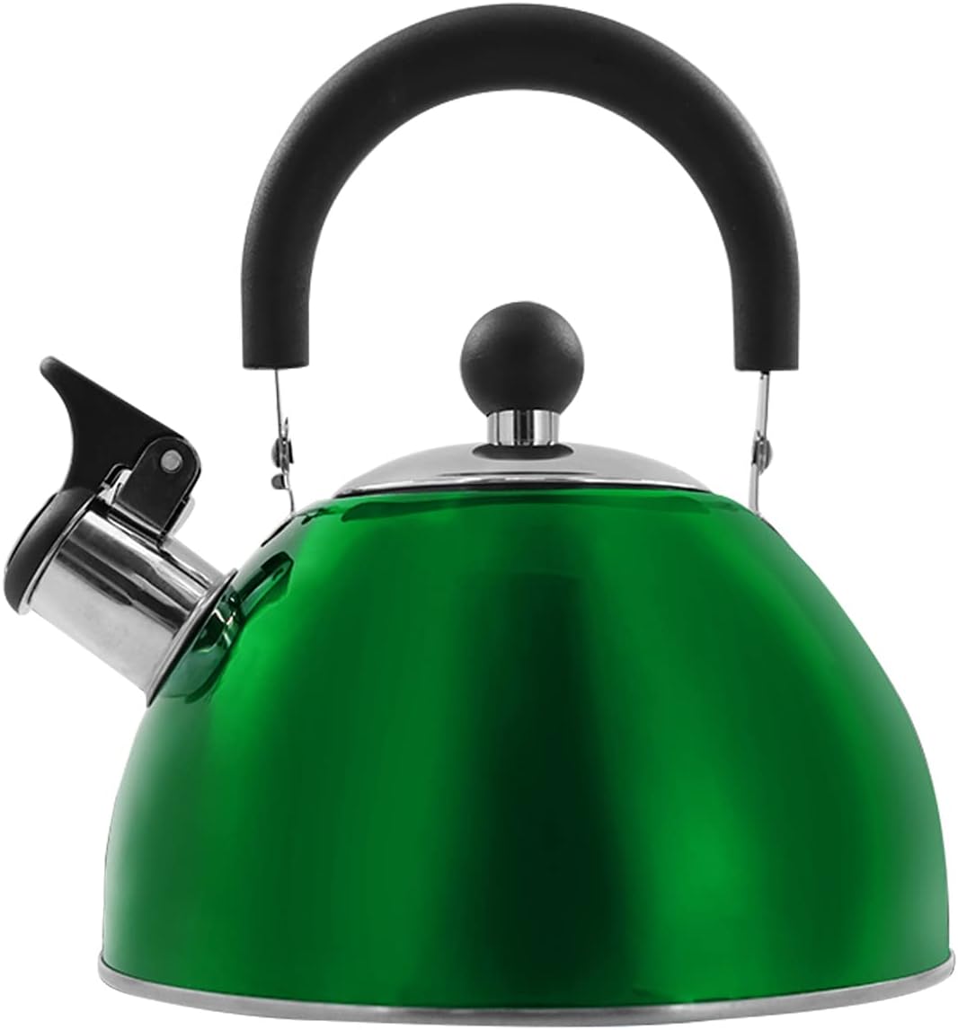 KAISA VILLA Tea Kettle Stovetop Teapot Stainless Steel Whistling Teakettle with 2.5 Liter/2.64 Quart (Green, Style 1)