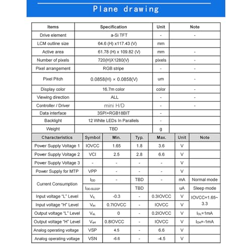 Image of TekGroAml 5 inch 720x1280 IPS MIPI LCD Screen and mini HDMI Driver Board | 16.7M Color Portrait Display Module, SPI & RGB18 Interface, for High-Detail Projects