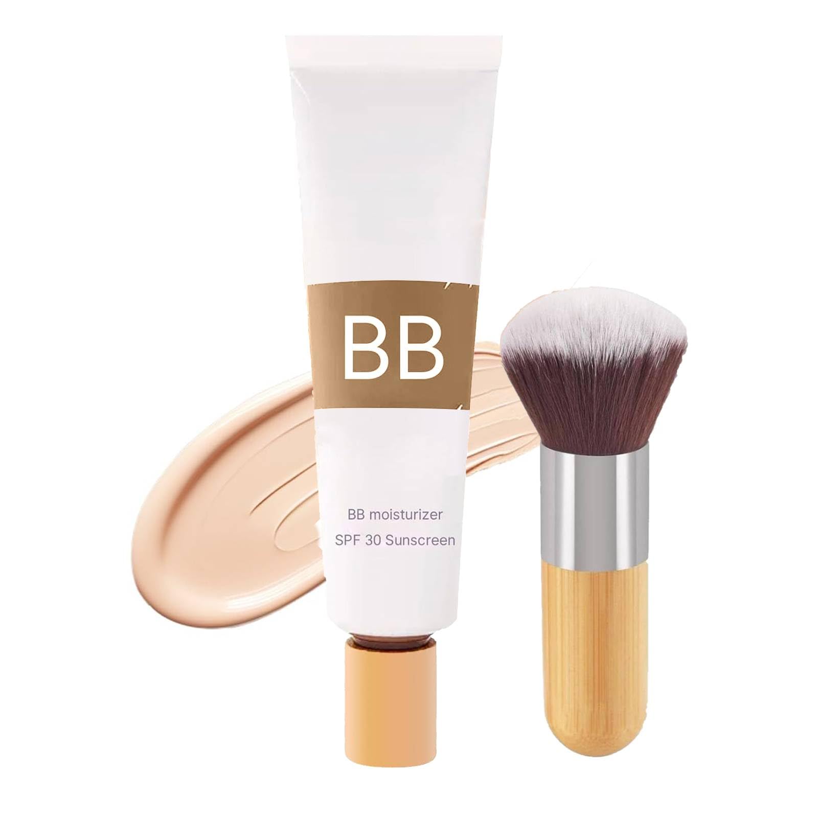 BB Blur Tinted Moisturizer Spf 30,BB Cream Tinted Moisturizer with Spf 30 Sunscreen,Matte BB Cream Moisturizer,Hydrates and Smooths Your Skin Creamy,Full Coverage,Oil-Free,Light (1x Nude, 30ml)