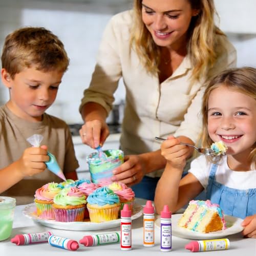 Image of Natural Food Coloring for Baking, Cherrysea 7x10ml Rainbow Liquid Colors Artificial & Synthetic Dye Free Food Dye for Cake Easter Egg Decorating, Frosting, Slime Making & Cookies -0.35 Floz /Bottles