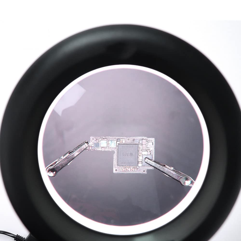 Accesorios para microscopios de Laboratorio Lupa de Mesa Luz 15X Aumento Brazo oscilante Regulable Iluminado 40 LED Lámpara de Escritorio for reparación de Soldadura electrónica