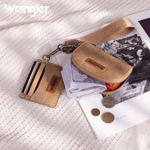 Image of Wrangler KeyChain Wallet Wristlet Wallets for Women Dual Pouch Wristlet with Zipper Womens Credit Card Holder Wallet