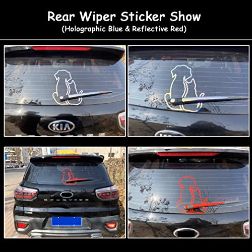 Leniutor Dog And Cat Rear Wiper Decal, Cute Animal Vinyl Waving Tail Wiper Sticker For Suv Car Rear Window Windshield Wiper Blade Decoration 8.46 X10.62 Inch (Dog&Cat, Reflective White) #TOP2