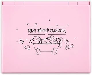 Stamp Cleaning Tray for Scrapbooking & Crafting, Stamp Scrubber Pad for Cleaning Clear, Rubber, Cling and Foam Stamps, Two-Sided Cleaning System with Synthetic Bristles Scrapbooking Tools 5.9x4.8in