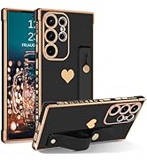 BENTOBEN for Samsung Galaxy S24 Ultra Case with Adjustable Wrist Strap,Slim Luxury Heart Plated S...