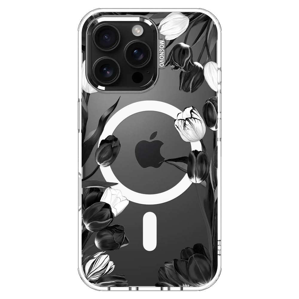 MOSNOVO Case for iPhone 16 Pro Max, [Compatible with Magsafe] [Buffertech 6.6ft Military-Grade Drop Protection] [Anti Peel Off Tech] Clear Phone Case