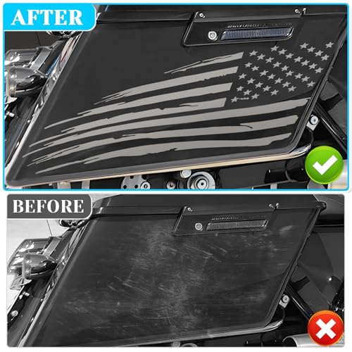Image of Fits 1993-2013 Davidson American Flag Saddle Bag Side Decals Exterior SaddleBag Vinyl Cover Accessories Black