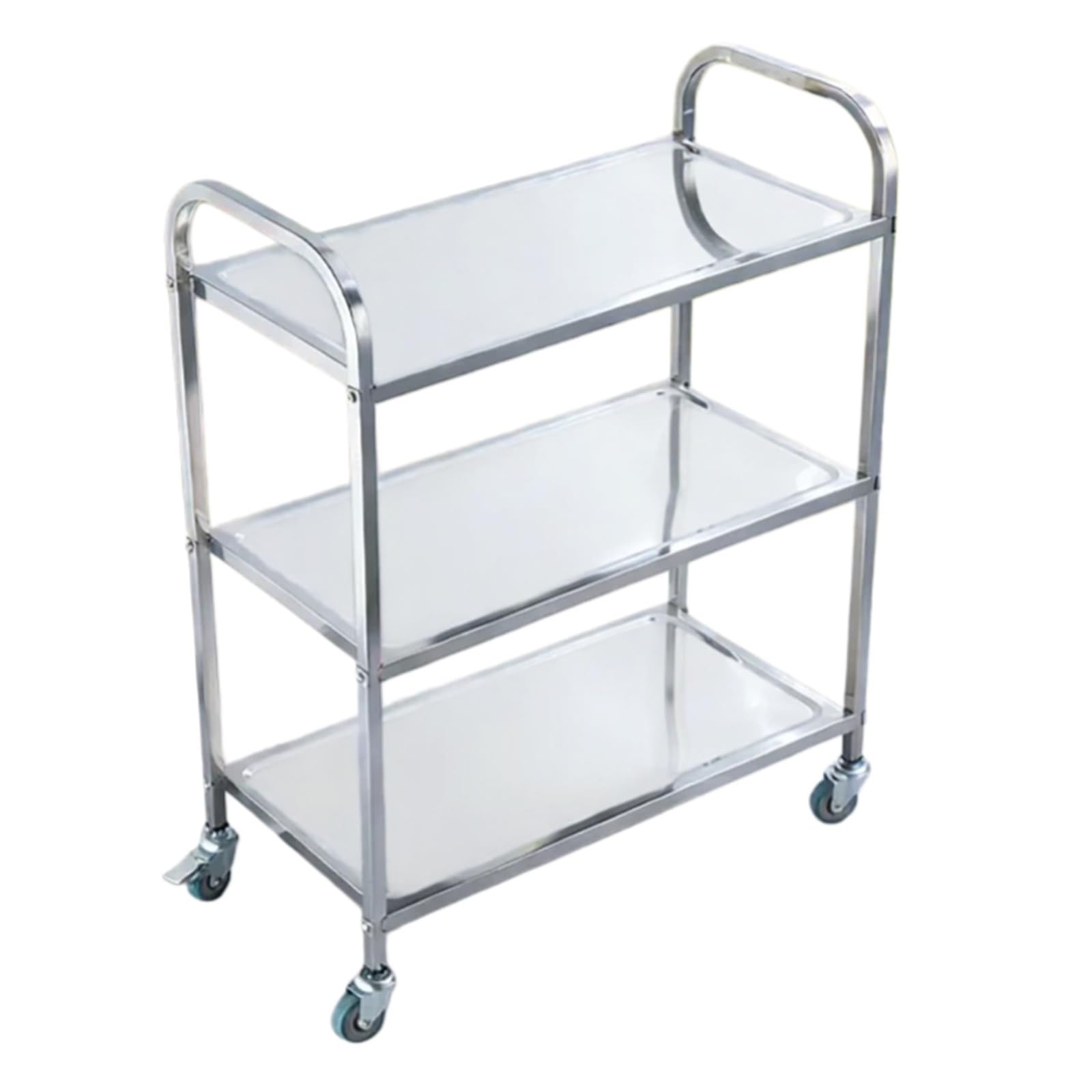 ZYYANSHOP Kitchen Storage Cart 3-Tier Flat Serving Cart Mobile Hotel Bus Restaurant Utility Trolley(Large)