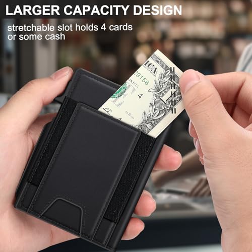 Image of Wallet for Men Wallet with Slim Pop Up Card Holder 9-13 Cards, Bifold Minimalist Smart Wallet RFID Blocking Credit Card Holder with ID Window & Stretchable Cash Slot Compact Metal Aluminum Card Case