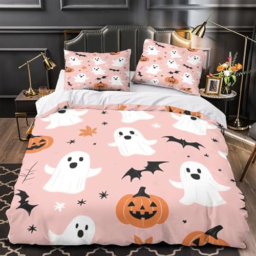 Linge de lit 3D fantômes d'Halloween en microfibre premium au toucher luxe pour lit simple