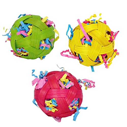 3 Pack Bird Chewing Toys Foraging Ball Shredder Toy Parrot Foot Toy 2.4"