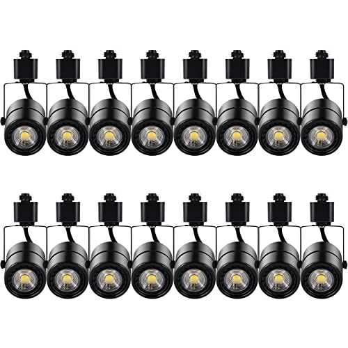 MOCAOIRE Track Lighting Heads, 10W 3000K Warm White Dimmable Bright LED Track Lighting Fixtures for Accent Retail Kitchen Artwork,120V Linear Track Light H Type-CRI90+ 24° White - 16 Pack (Black)