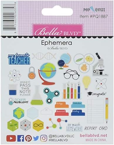 Bella Blvd Pop Quiz Cardstock Die-Cuts Ephemera Shapes Tabs & Words, Multi