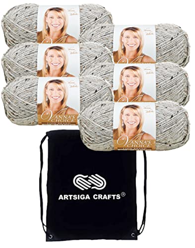 Image of Lion Brand Yarn Vanna'S Choice 860-401 Grey Marble | 6 Skeins, Same Dye Lot, Project Bag, CYC #4 Worsted, 100% Acrylic, Ideal for Crochet, Knitting Blankets, Hats, Scarves