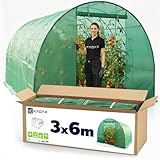 KADAX Gewächshaus 6 x 3 m, Großes Foliengewächshaus mit verzinkten Stahlrahmen & robuster PE-Folie, Tomatenhaus, Folientunnel für Tomaten, Tomatengewächshaus