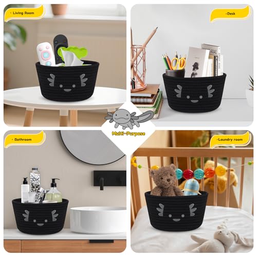 Image of Small Storage Basket for Nursery, Cute Baby Cotton Rope Basket, Animal Storage Bins, Axolotl Decor Towel Decor Storage Cat Dog Bins, 8.6 inch D x 4.9 inch H IN
