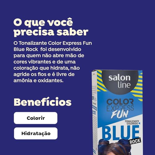 Salon Line Color Express Tintura Semi Permanente Fun Azul Blue Rock, 100 ml