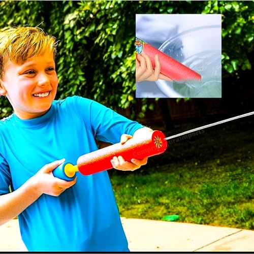 Pistola Lança Água Em Formato de Macarrão de Piscina Arminha Infantil 40 cm Brincadeira Ao Ar Livre