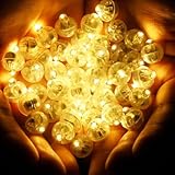 Bacxzomx Lot de 120 Ballons Lumineux à LED, Mini Boules Lumineuses LED Clignotantes, Lumières de Fête pour Lanterne en Papier, Noël, Anniversaire, Carnaval, Bar, Club, Intérieur et Extérieur (Jaune)
