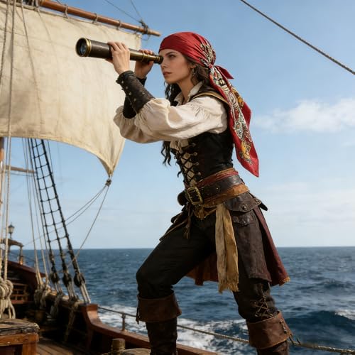 MINGJAY Accesorios para Disfraces de Piratas,Juego de Accesorios,Accesorios Pirata Mujer,Traje De Pirata,Bufanda de Cabeza Piratas,Disfraz Piratae Mujer,Para Carnaval,Mardi Gras,Fiesta Temática - imagen 7