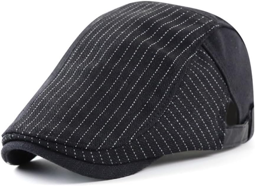 Linen Newsboy Caps for Men Striped Driving Hats Winter Autumn Cap Women Adjustable Flat Hat