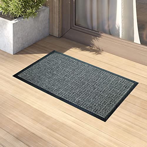 Irongate Welcome Door Mats - 2 Pack - Low Profile Front Doormat - Indoor Outdoor Durable Non Slip Rug - Entryway Patio High Traffic Area - Easy Clean - 18" X 30" - Black Grey #TOP3