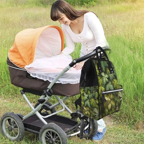 Sac à dos pour maman grand format imprimé plantes et feuilles vertes - 6
