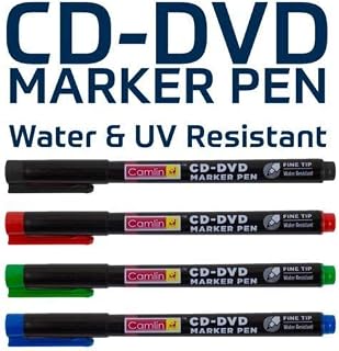 4 x FINE TIP CD DVD PERMANENT MARKER PENS RED-GREEN-BLUE-BLACK WATER/ UV RESIST