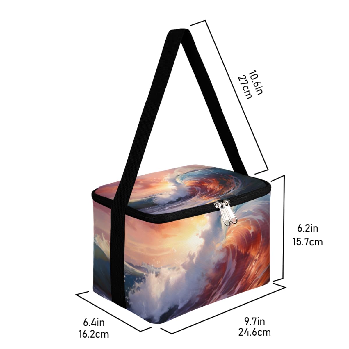 GzLeyigou Lunch Bags for Women Men 9 Cans,Nature Sea Hot & Cold Food Delivery Bag Insulated Grocery Bag Insulated Lunch Box Ocean Waves Cooler Bag for Office Work Picnic Beach