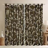 Feelyou Camouflage Window Curtain (2 Panels, 42 x 84 Inch) Kids Camo Window Treatments for Boys Girls Teens Military Style 30%-50% Blackout Shades Soft Microfiber Army Green Room Decor