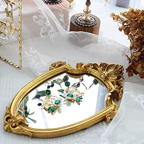 Lemonadeus Vintage Decorative Wall Mirror Gold Shield Artistic Gold Wall Mirror Vintage Baroque Wall-Mounted Mirror Home Décor (13"(13"X8.5")) #TOP1