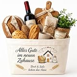 Brottasche Einzugsgeschenk für Wohnung & Haus, Geschenk zum Neueinzug und Einweihung, Traditionelles Brot und Salz Glücksgeschenk zum Einzug